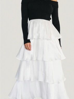 Baltic Born White Tiered Maxi Skirt